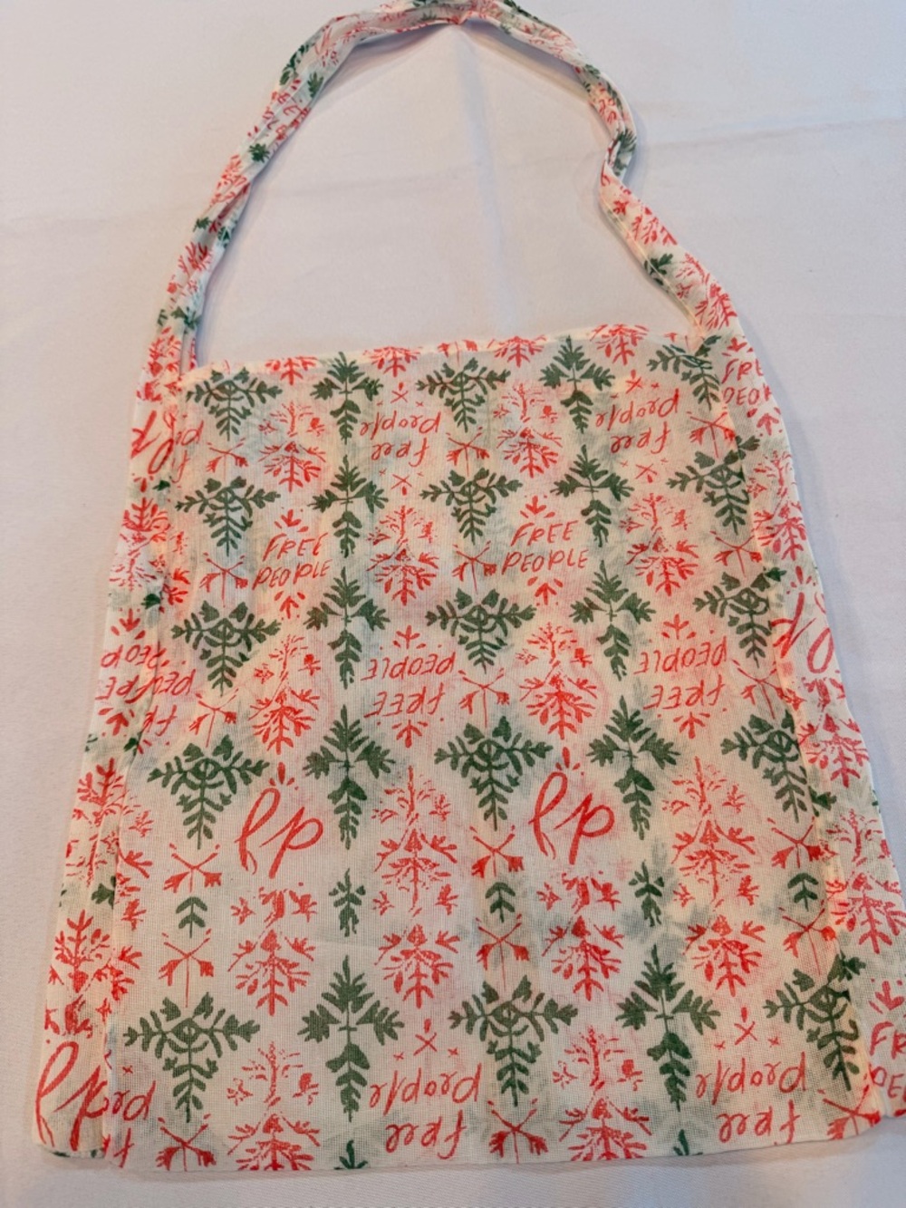 Free People Holiday Print Reusable Tote Bag 14”x15”
